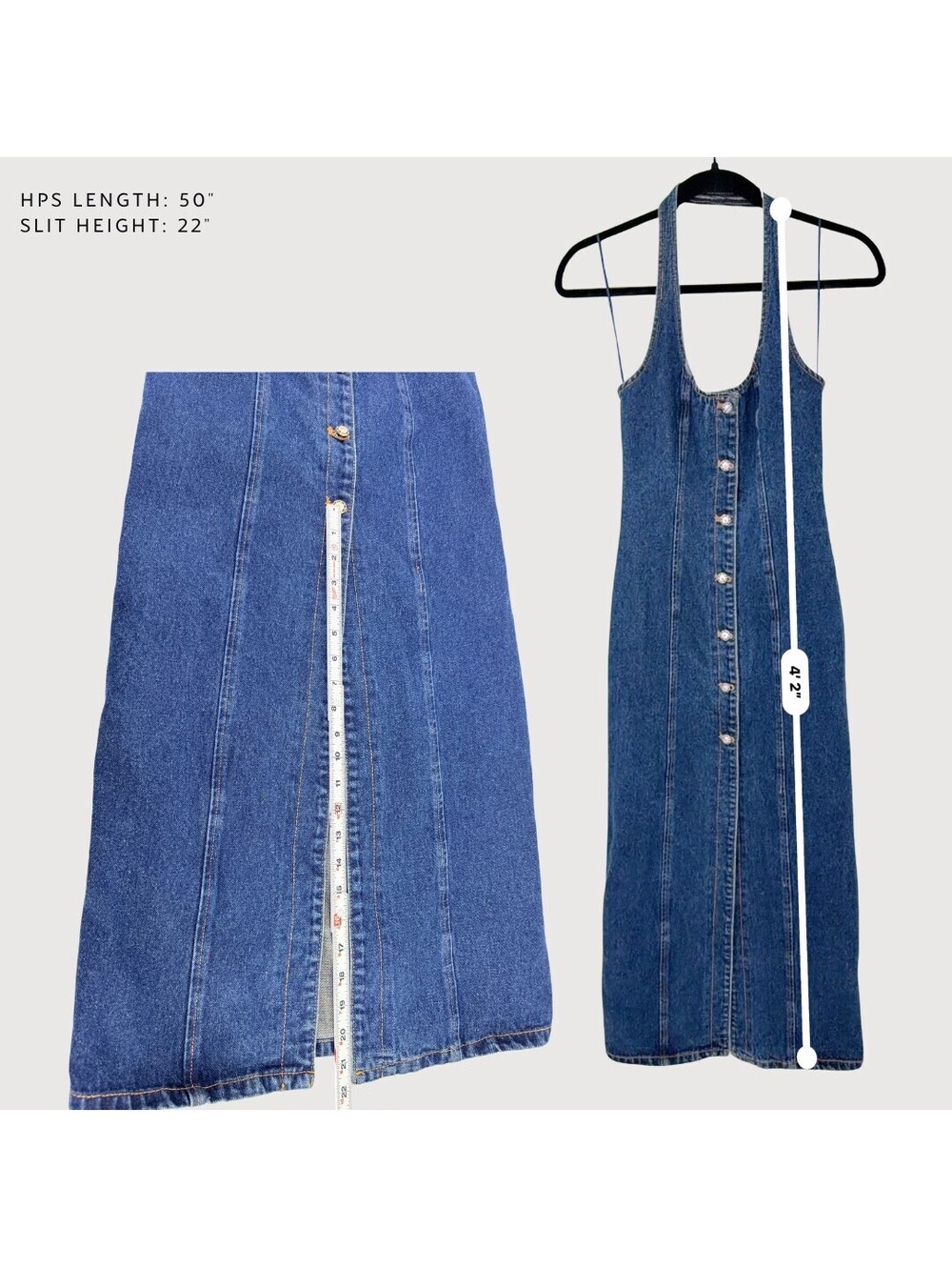 Lioness Kenny Indigo Denim Halter Button Maxi Dress XS - Picture 6 of 9